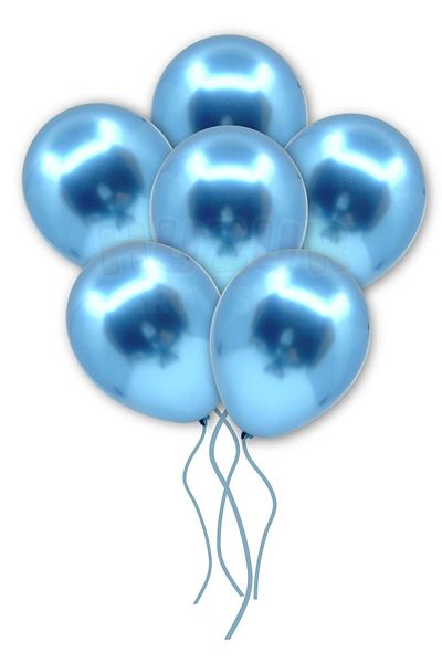 Huzur Party Store Blue Colored Chrome Balloon 10 Pieces 30 Cm Incredibly Shiny Mirrored Color Vivid Birthday Party Balloon