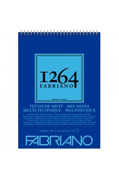 Fabriano 1264 Mix Media Spiral Notebook 300gr 30 Pages A4 (21x29.7cm)
