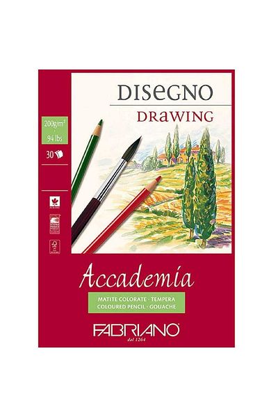 Fabriano Accademia Disegno 200gr Drawing Block 30 Sheets A2 (42x59,4cm)