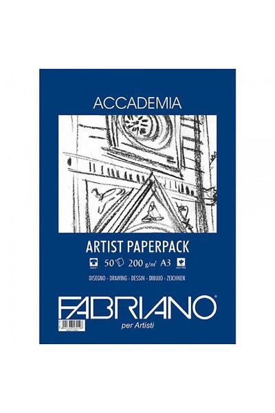 Fabriano Accademia Artists Paperpack Natural Grain 200gr A3 (29,7x42cm) 50 coli