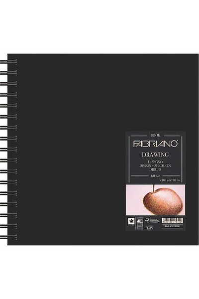 Fabriano Caiet de desen Natural Grain 160gr. Bloc de desen pătrat 60 coli 15x15cm (pe spirală)