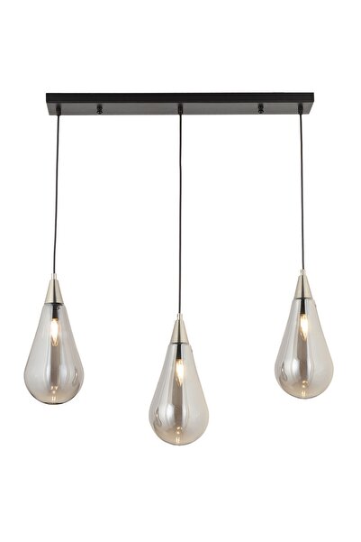 LampaLuce Goccia Tasarım Cam Sıralı Avize 3'lü Krom