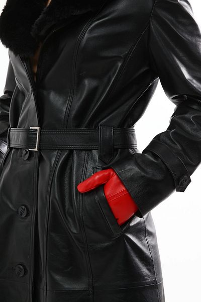 CE-YIL DERİ ÜRÜNLERİ Women's Genuine Leather Overcoat