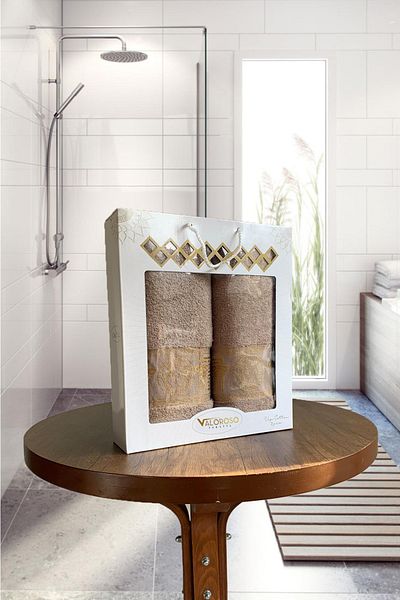 Valoroso Medusa Motif 2-Piece Bath Towel Set / Bath Set 100% Cotton