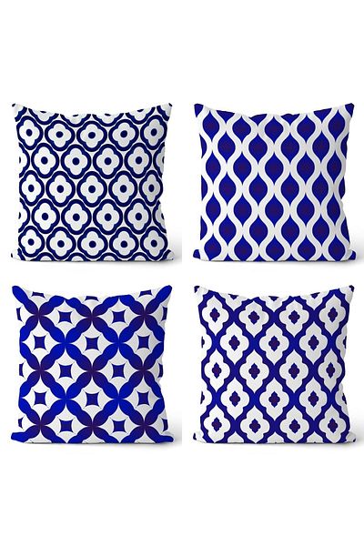 EVPANYA Tile Seria 1 Față de pernă imprimată pe două fețe, cu modele, 4 piese