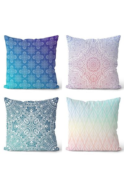 EVPANYA Husă de pernă din 4 bucăți cu model mandala colorată pudră
