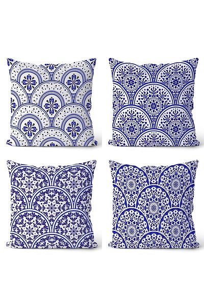 EVPANYA Tile Seria 8 Husă de pernă imprimată pe două fețe, 4 piese