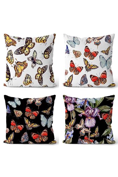 EVPANYA Butterfly Design Husă de pernă cu două fețe, 4 piese