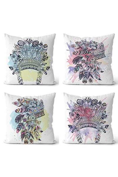 EVPANYA Двосторонній чохол для подушки з фігурами індіанців, 4 шт.