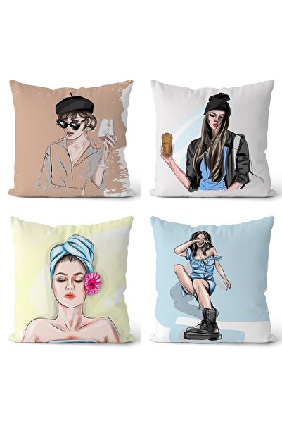 EVPANYA Серія «Кокошка» 8 візерунків, двосторонній принт, 4 чохли для подушок