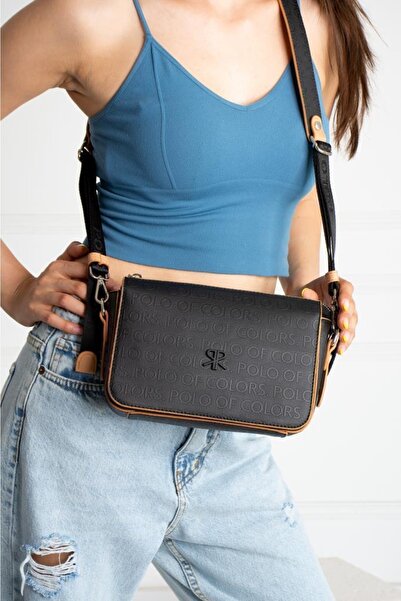 ImPolo حقيبة كتف وحقيبة كروس نسائية باللون الأسود من Dayanna مقاس 16x22