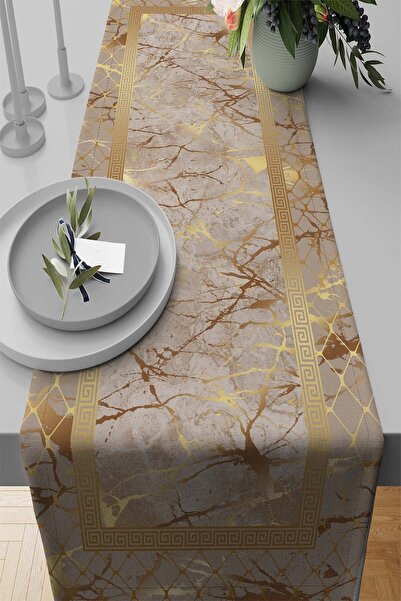 Viva Home Τραπεζομάντιλο 40x140cm Premium Ταϊλανδέζικο υφαντό ύφασμα ανθεκτικό στους λεκέδες με μαρμάρινο πλαίσιο Rnr127