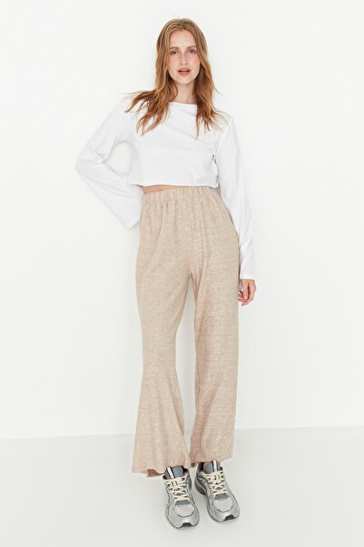Trendyol Collection Bézs puha kötött nadrág TWOAW21PL0094