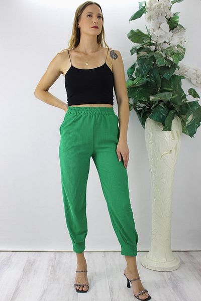 Lukas Green Crinkle Leg Trousers - 130.265