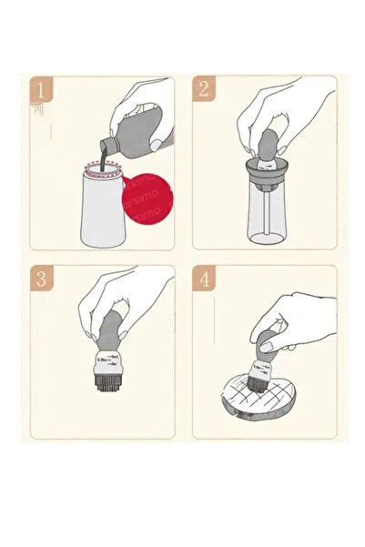 İLİVA Silikon Fırçalı Yağlık, Pratik Çok Amaçlı Hazneli Hamur, Yumurta, Sos, Ve Yağ Fırçası - Yağdanlık