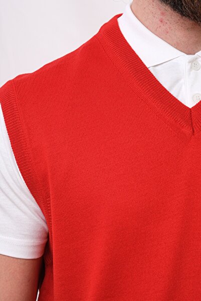 Çukurova Woolen Sleeveless Knitwear Sweater - Red