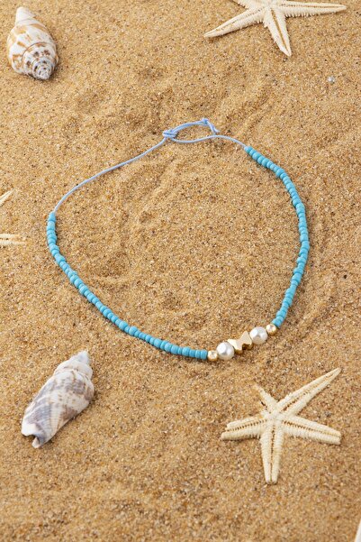 Sortie Aksesuar Blue Beaded Butterfly Figured Anklet 051