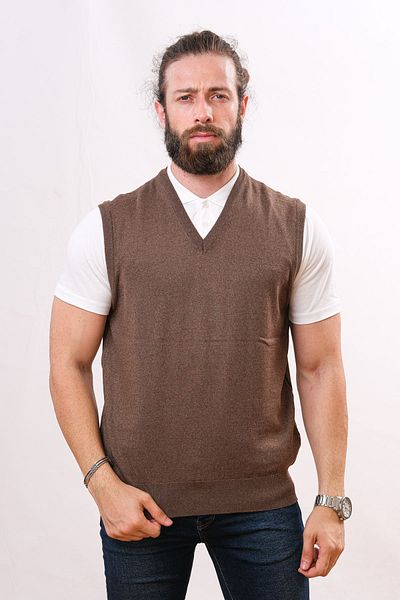 Çukurova Woolen Sleeveless Knitwear Sweater - Brown