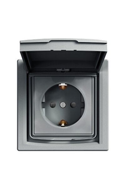 Schneider Electric Sch Asfora Plus Celık Kapaklı Topraklı Prız Ip44