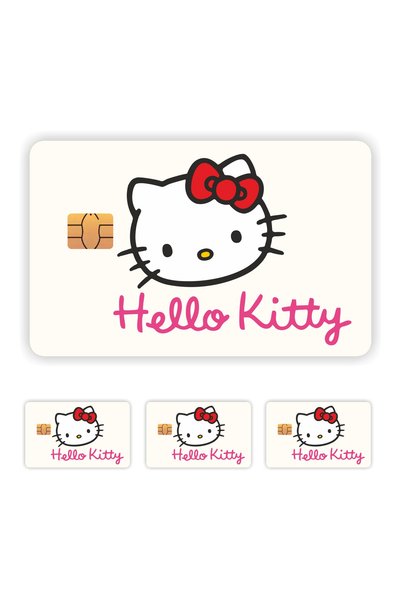 Quart Aksesuar 4 Adet Hello Kitty Kart Kaplama Sticker Kart Etiketi Model 1