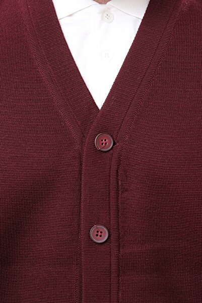 Çukurova Wool Steel Knit Sleeveless Knitwear Vest - Claret Red