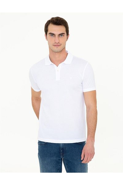 Pierre Cardin Λευκό μπλουζάκι με λαιμόκοψη Basic Polo Slim Fit