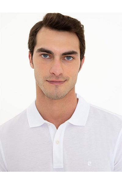 Pierre Cardin Λευκό μπλουζάκι με λαιμόκοψη Basic Polo Slim Fit