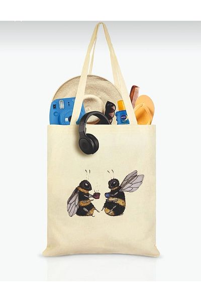 Ceylin Hobi Hediyelik Υφασμάτινη τσάντα Bee Printed