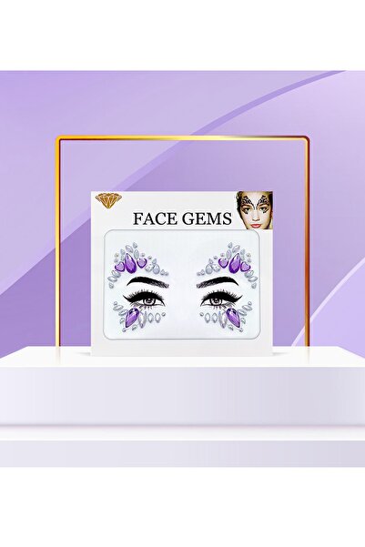 BP Tattoo Lila Renk Kalpli Kendinden Yapışkanlı Yüz Taşı Face Gems