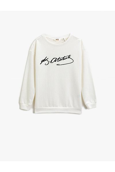 Koton Girl's Text Printed White Sweatshirt 2kkg17410ok
