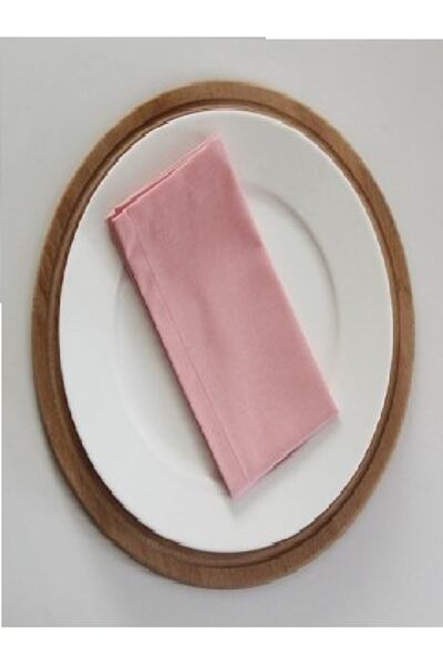 Çizgikare Șervețele din țesătură de culoare uni roz pudră 6 buc