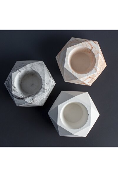ESS Candles & Decoration Prizma Sukulent Kaktüs Saksı Mumluk 3'lü Set