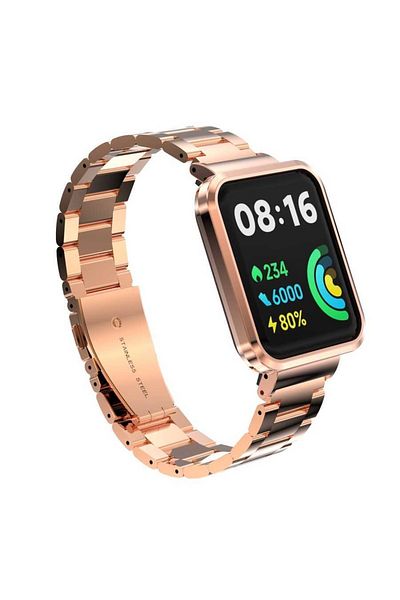 Fibaks حزام لساعة Xiaomi Redmi Watch 2 Lite مصنوع من الفولاذ المقاوم للصدأ مع ربط معدني