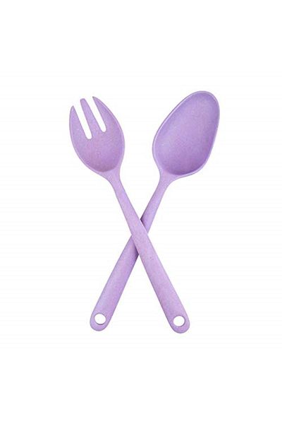 Bosphorus مجموعة ملاعق وشوكة سلطة من ChicShopx، موديل بامبو صديق للبيئة، Purple Star Shop Trend 529847