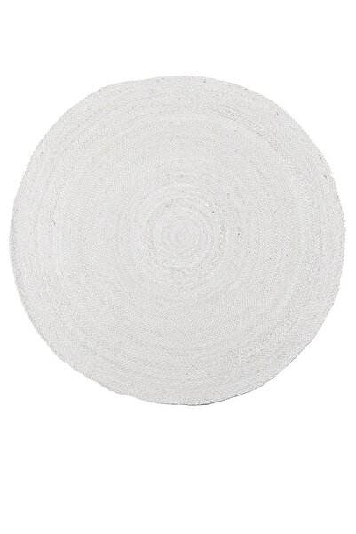 MYHOME HALI Urban Jüt Halı U101 %100 Naturel El Dokuma Yuvarlak Beyaz