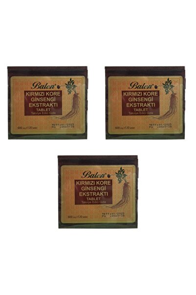 Balen Tahta Kutu Kırmızı Kore Ginseng 600 Mg 120 Tablet 3 Adet