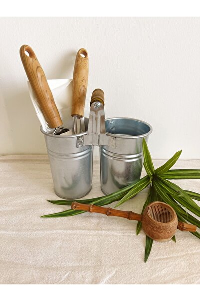 KaiHome Galvanized Double Bucket - Spoon Holder