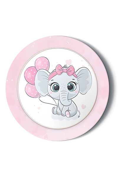DÜVENCİ TİCARET Pink Elephant 8-Piece Cardboard Plate Set