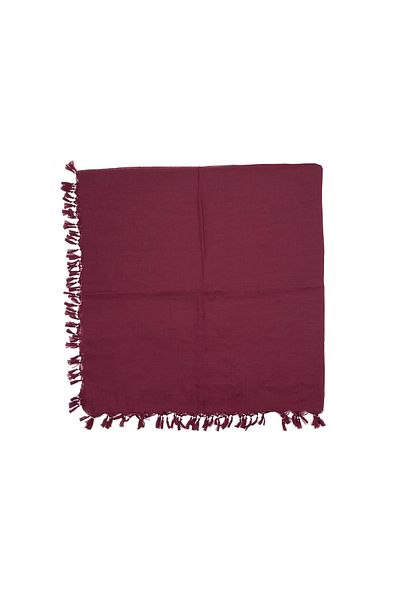 Naz Ipek Scris cu margele lucrat manual de culoare uni 110cm X 110cm Roșu Claret