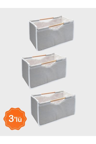 Venita Home 3'lü Tahta Saplı Midi Organizer Kutu