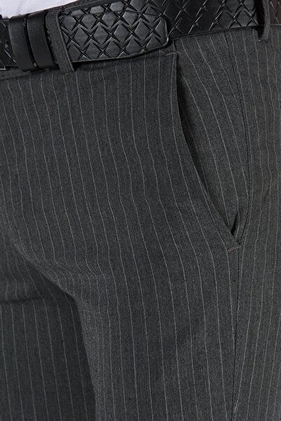 Terapi Men Erkek Antrasit Slim Fit Dik Çizgili Keten Pantolon