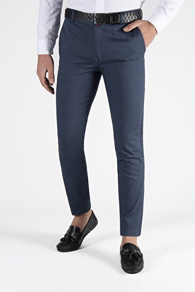 Terapi Men Erkek Lacivert Slim Fit Italyan Kesim Keten Pantolon