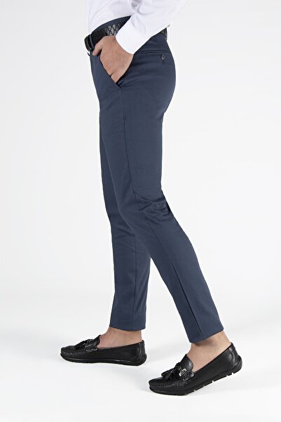 Terapi Men Erkek Lacivert Slim Fit Italyan Kesim Keten Pantolon