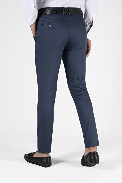 Terapi Men Erkek Lacivert Slim Fit Italyan Kesim Keten Pantolon