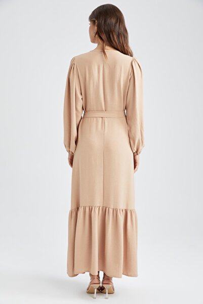 DeFacto Bavlněné šaty s dlouhým rukávem Regular Fit