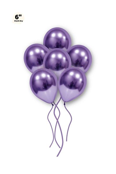 Huzur Party Store Small Mini Size Purple Color Chrome Balloon 10 Pcs 6 Inch 15 Cm Birthday Party Balloon Very Vivid Shiny