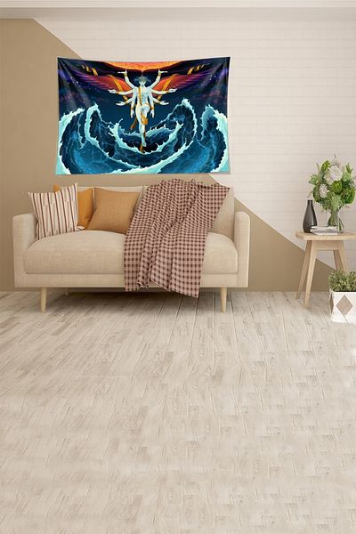 on the clouds Buddha Patterned Velvet Tapestry - Multicolored and Stain Resistant Duar Carpet