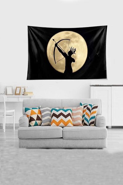 on the clouds Black Native American Patterned Stain Resistant Velvet Fabric Wall Cloth Wall Carpet Tapestry