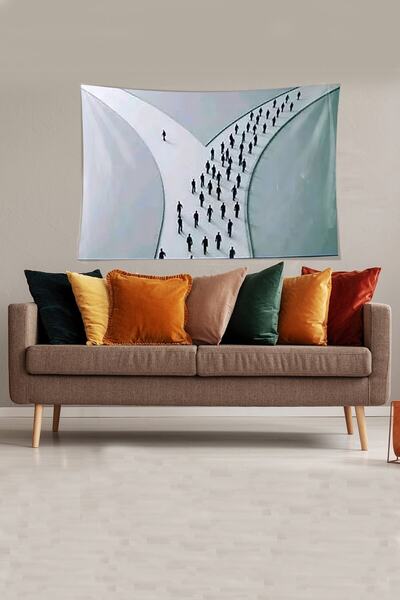 on the clouds White Road Separation Patterned Stain Resistant Velvet Fabric Wall Cloth Wall Carpet Tapestry