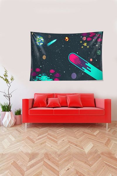 on the clouds Multi-Colored Animation Patterned Stain-Proof Velvet Fabric Wall Cloth Wall Carpet Tapestry
